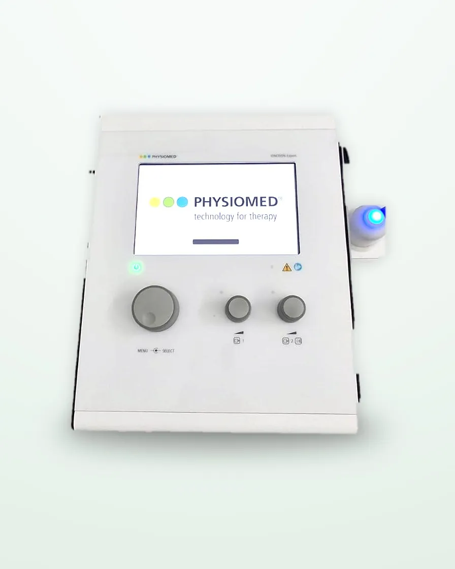 Kombigerät Physiomed IONOSON-Expert mit Bildschirm, Drehreglern und Ultraschallkopf